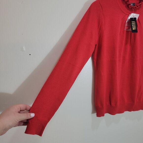 NWT Wanko Strawberry Red Ruffle Collar Sweater - Picture 7 of 8